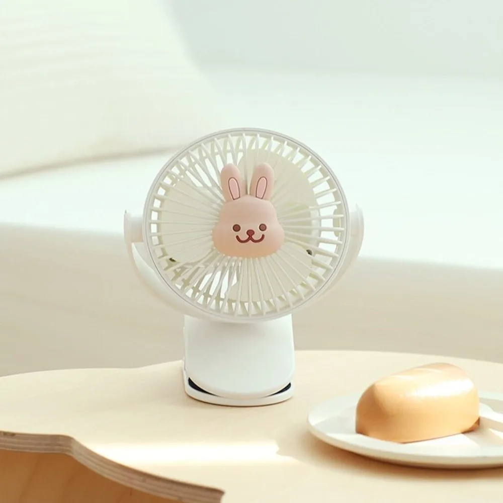 3 Speeds Cart Stroller Fan Lithium Battery Bunny Portable Outdoor Fan Portable USB Rechargeable for 3.7V1200mAh