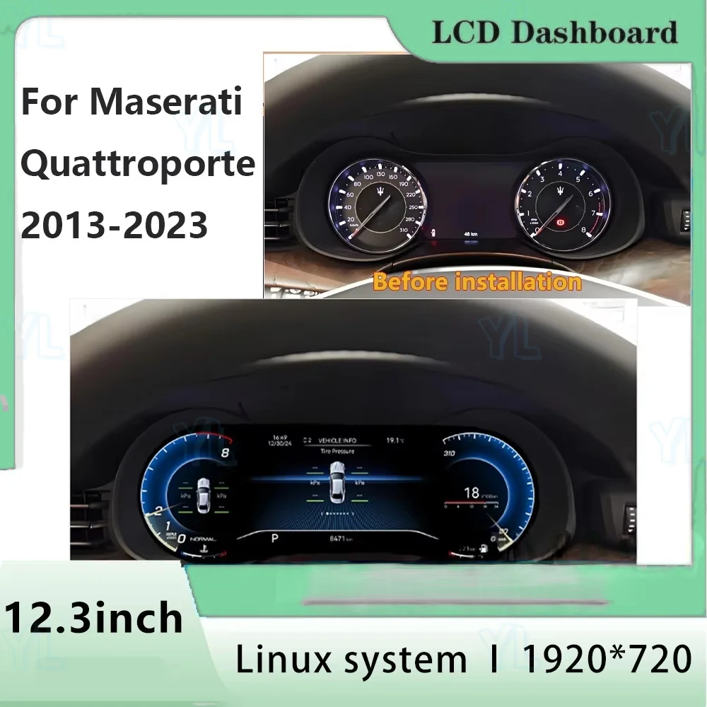 YL 12.3 Linux System LCD Car Dashboard Speedometer Digital For Maserati Quattroporte 2013-2023 Instrument Virtual Cockpit Panel