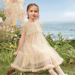 Flower Girls Princess paillettes Baby Wedding Christmas Party Trailing Dress adolescente bambini bambini eleganti abiti per 2-10 anni