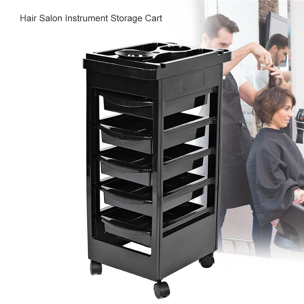 Adjustable Trolley Hair Salon Trolley Hair Salon Instrument Storage Cart Adjustable Height Trolley Beauty Tools with 5 Drawers