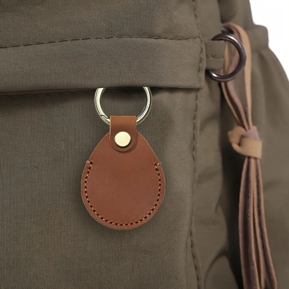 Retro Genuine Leather Case For Airtag Cowhide Anti-lost Protective Case For Airtags Use For Pet Collar Kid Bag Keychain