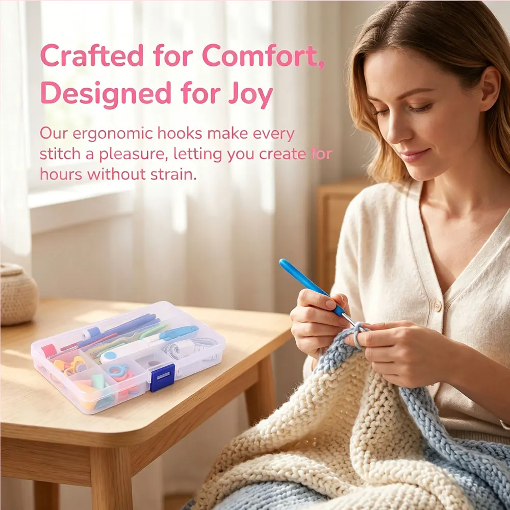 53pcs Crochet Hook Set DIY Craft Sewing Tool with Storage Box Multicolor Mixed 2-8mm Knitting Needles for Beginners image 6