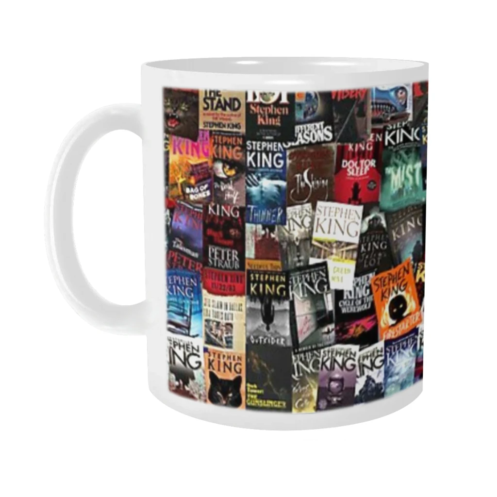 

Stephen King Book Covers, Horror Bookworm Ceramics Coffee Mug Cute Gamer Birthday Gift Back To School Mug