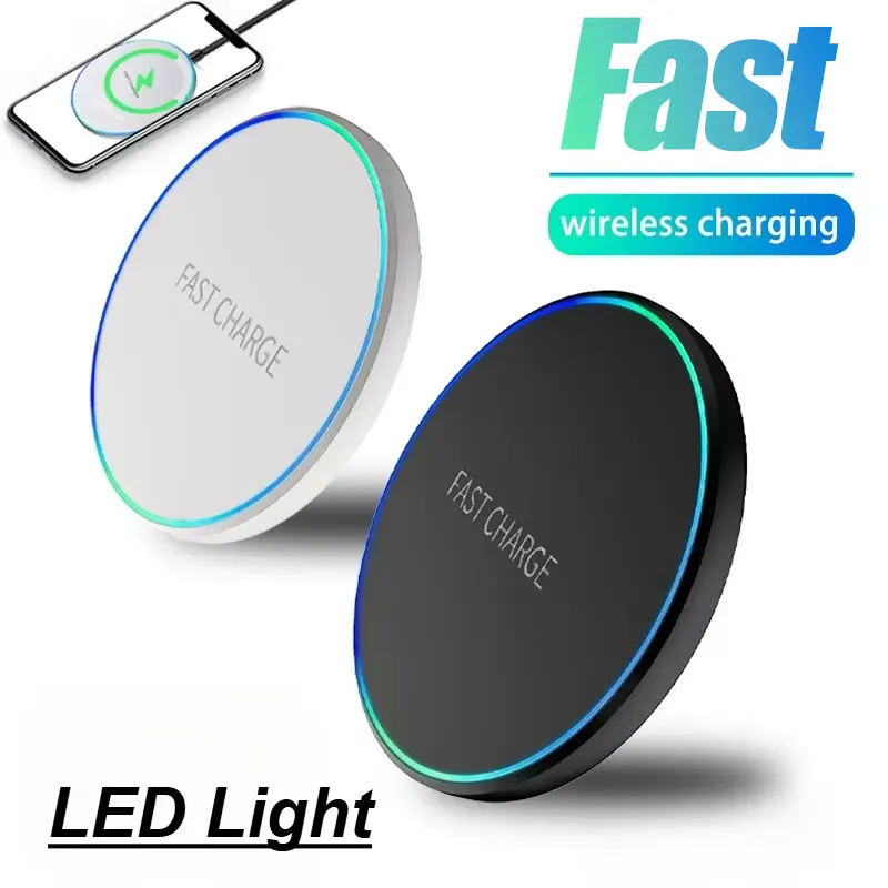 

Mini Wireless Charger Pad LED Light For iPhone 17 16 15 14 13 12 Samsung S25 S24 Xiaomi AirPos Pro Desktop Fast Charger Station