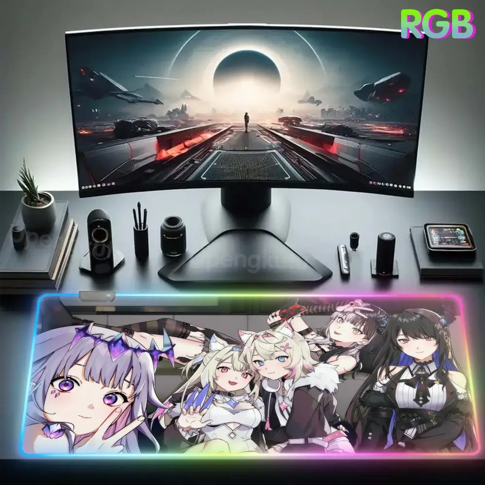 FUWAMOCO Mouse Pad RGB Computer Desk Mat Rubber Alfombrilla Escritorio Mouse Artisan Mousepads Computer Table Mat Pad LED