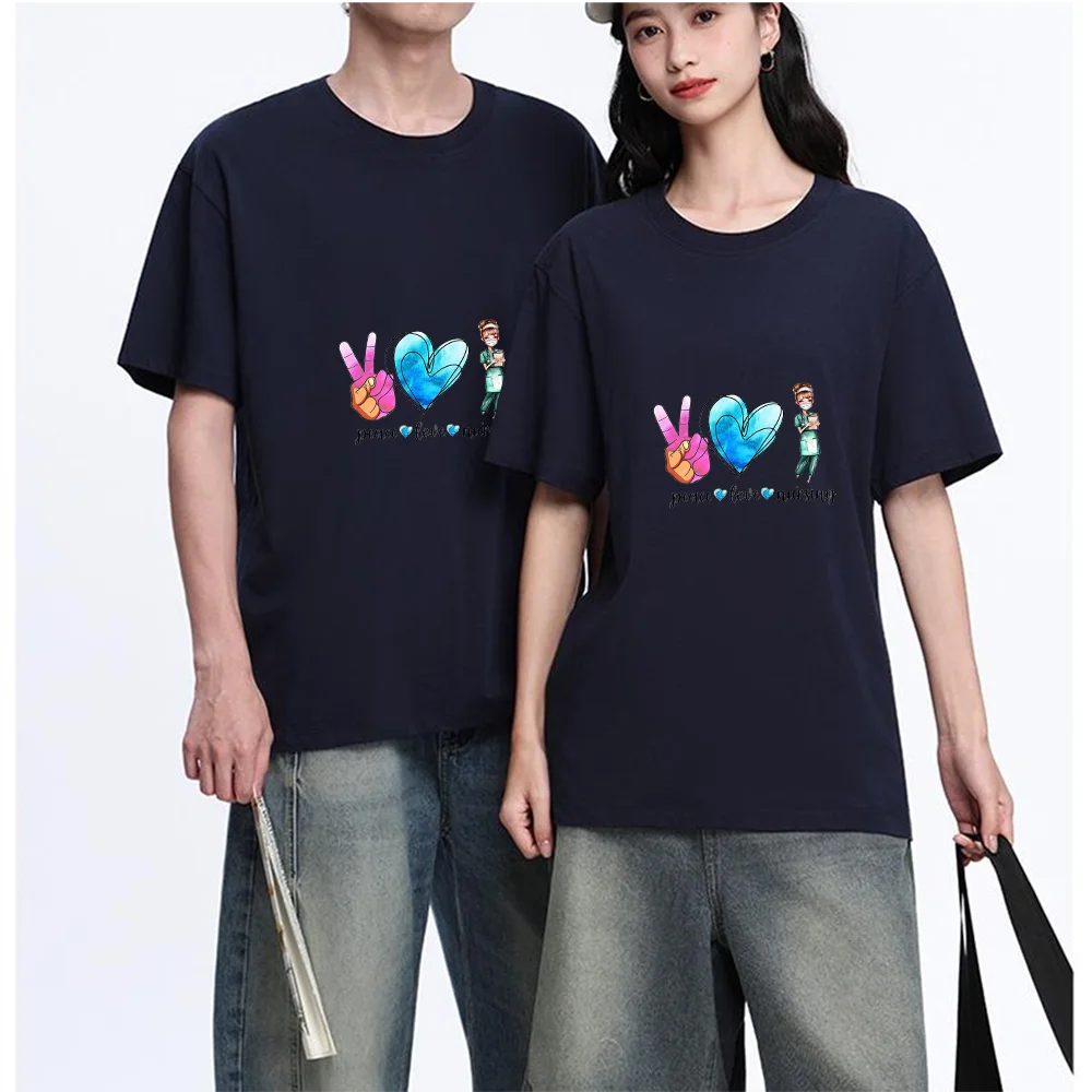 Peace Love Nursing Graphic Printed T Shirt Breathable Fabric S-XXL Personalized Custom Aesthetic Unisex Fit Casual Short Sleeve