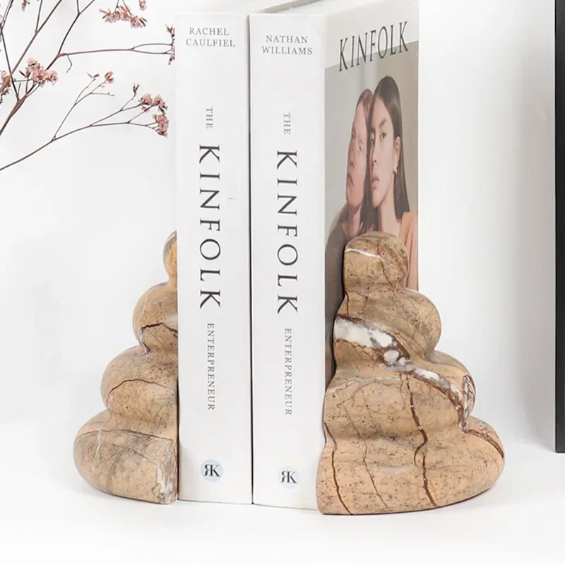 

Creative Home Natural Marble Rain Shower Coffee Gourd Shaped Stone Book Stall Living Room Study Decoration Ornaments