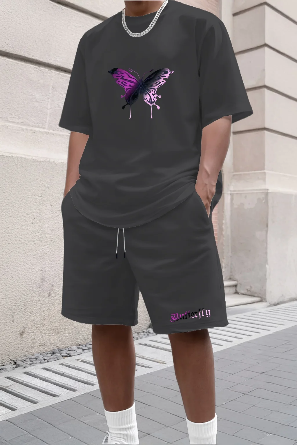 Beautiful Butterfly Pattern Print For Women Short Sleeved Shorts Set Soft Essential Two Piece Set Sports Comfortable Shorts Sets