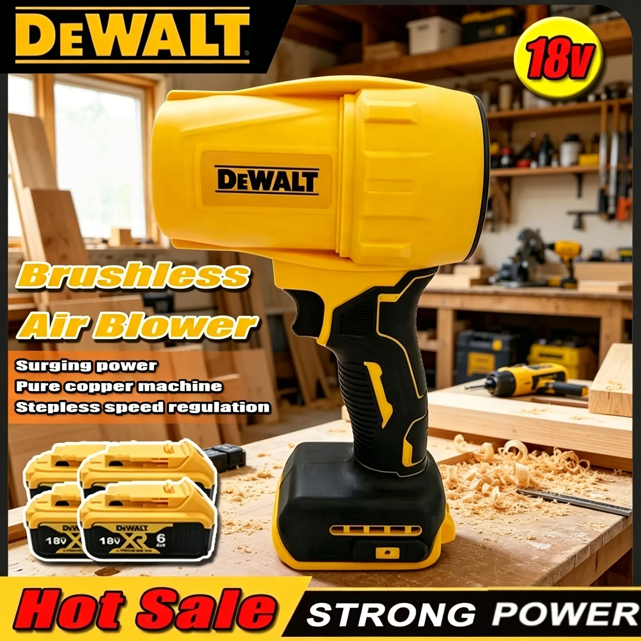 

Беспроводной турбовентилятор Dewalt 30000 об/мин, ручной мощный вентилятор-сушилка, перезаряжаемый инструмент для сдувания пыли, для аккумулятора 20В