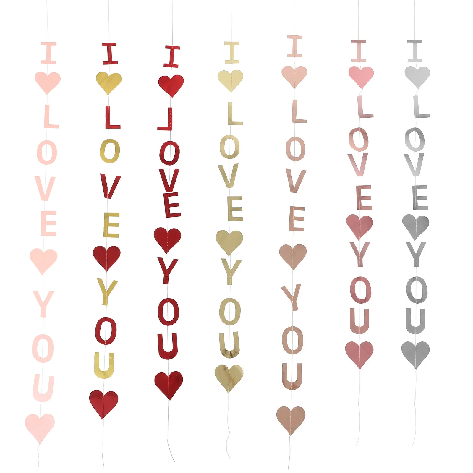 

7Pcs Heart Garland I Love You Banner Wedding Party Decorations Romantic Hanging Decors Heart Garland Wedding Banner