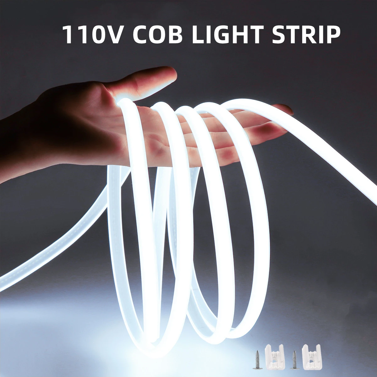 1M-35M 110V COB LED Strip Light RA90 Super Bright 288LEDs/m Elastyczna wstążka Lampa zewnętrzna Wodoodporna taśma LED z wtyczką zasilania US