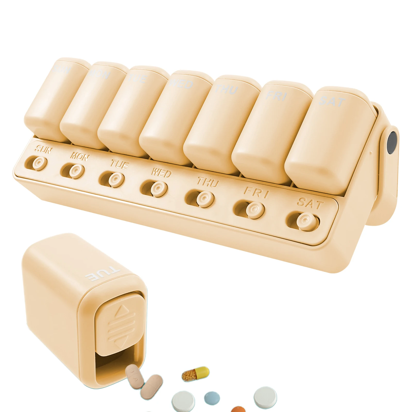 

7 Days Pill Box Portable Travel Weekly Medicine Organizer Waterproof Sliding Lid Design 7 Separate Compartments with Date Label