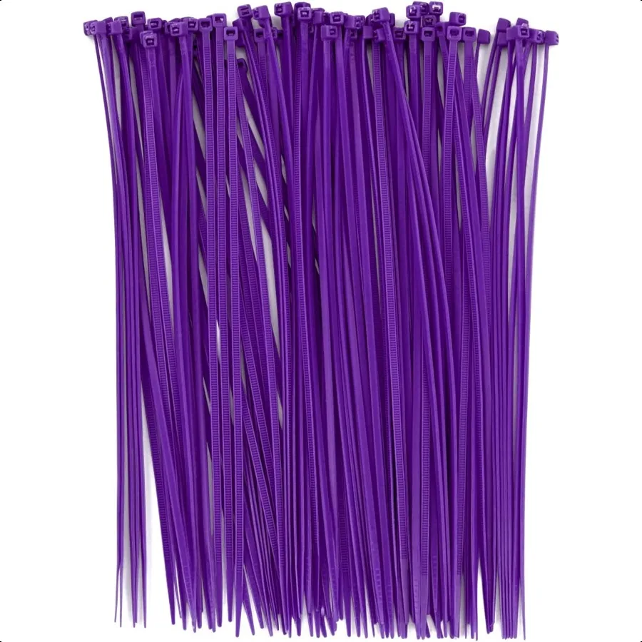 

Красочные кабельные стяжки на молнии, 100 упаковок самоблокирующихся проволочных стяжек, идеально подходящих для домашнего офиса, гаража и мастерской, фиолетовые, 8 дюймов