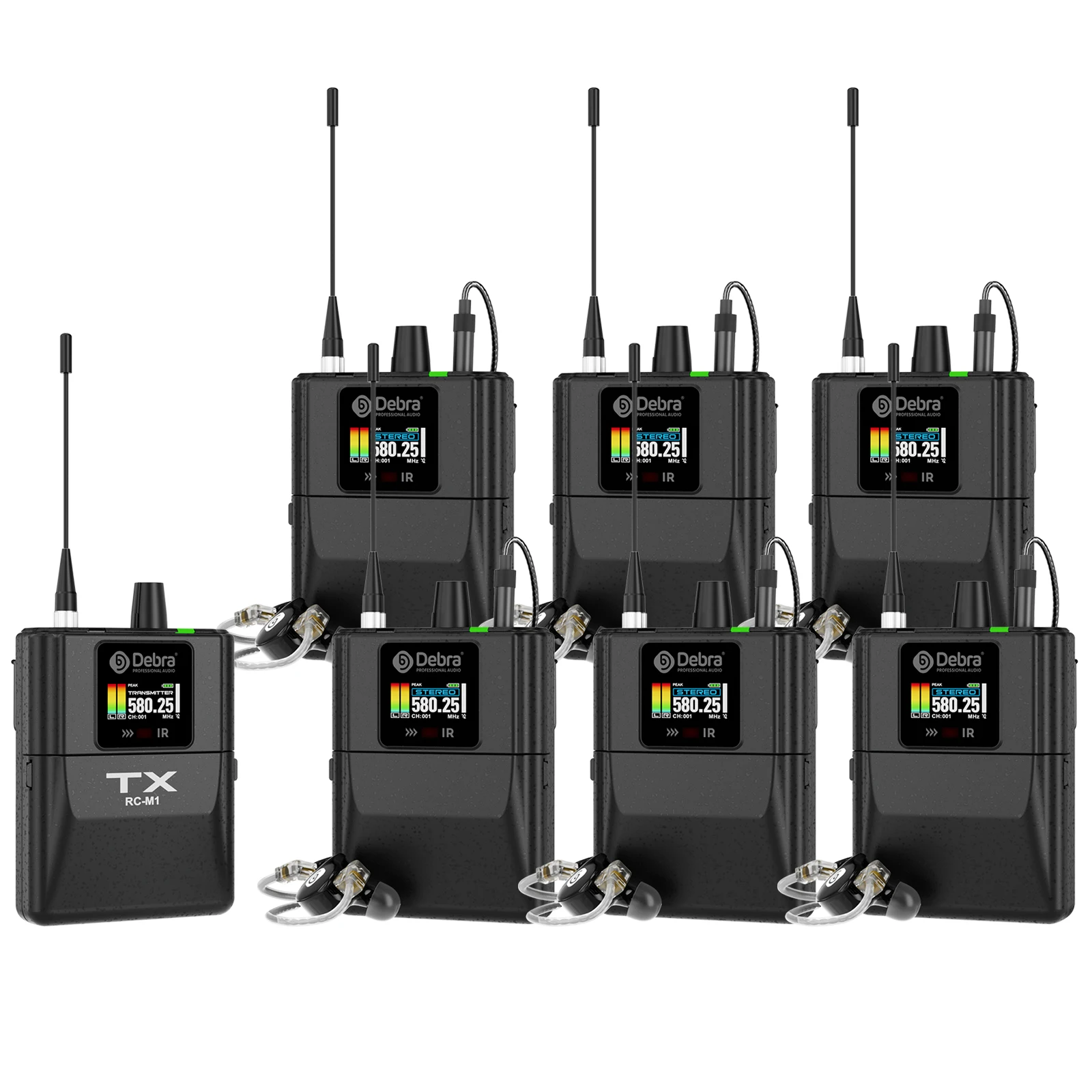 Debra New RC-EM1 UHF Stereo Wireless In-Ear Monitoring System, arbeitet im Frequenzbereich 565–590 MHz, entwickelt für Bands und Live-Übertragungen. – Detail 20