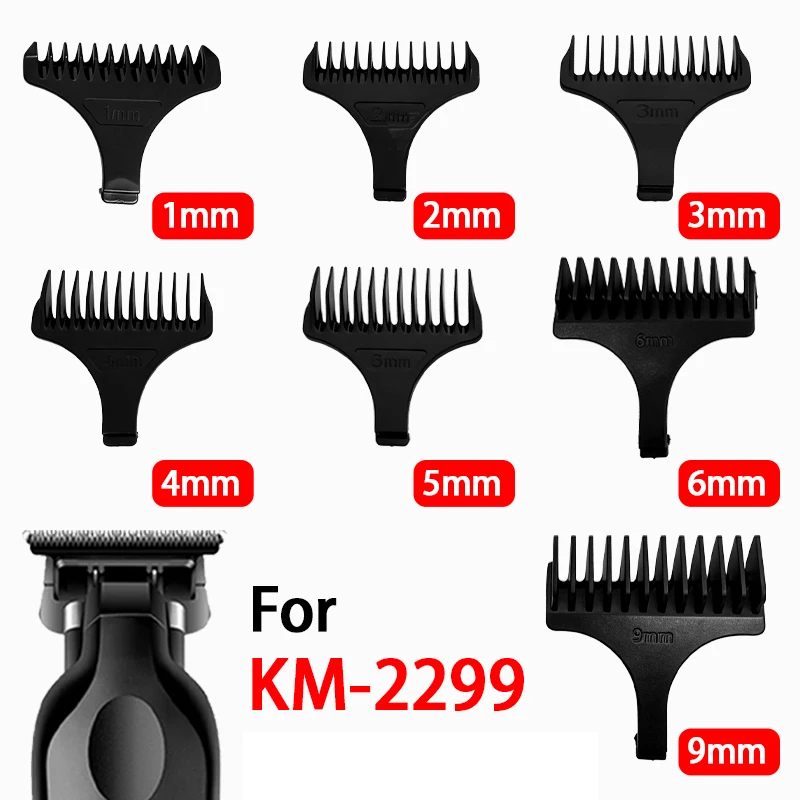 Hair Trimmer Limit Comb Universal Black Guards Hairdresser Hair Cutting Guide for Kemei KM-2299 1 2 3 4 5 6 9mm Comb 7pcs Oi