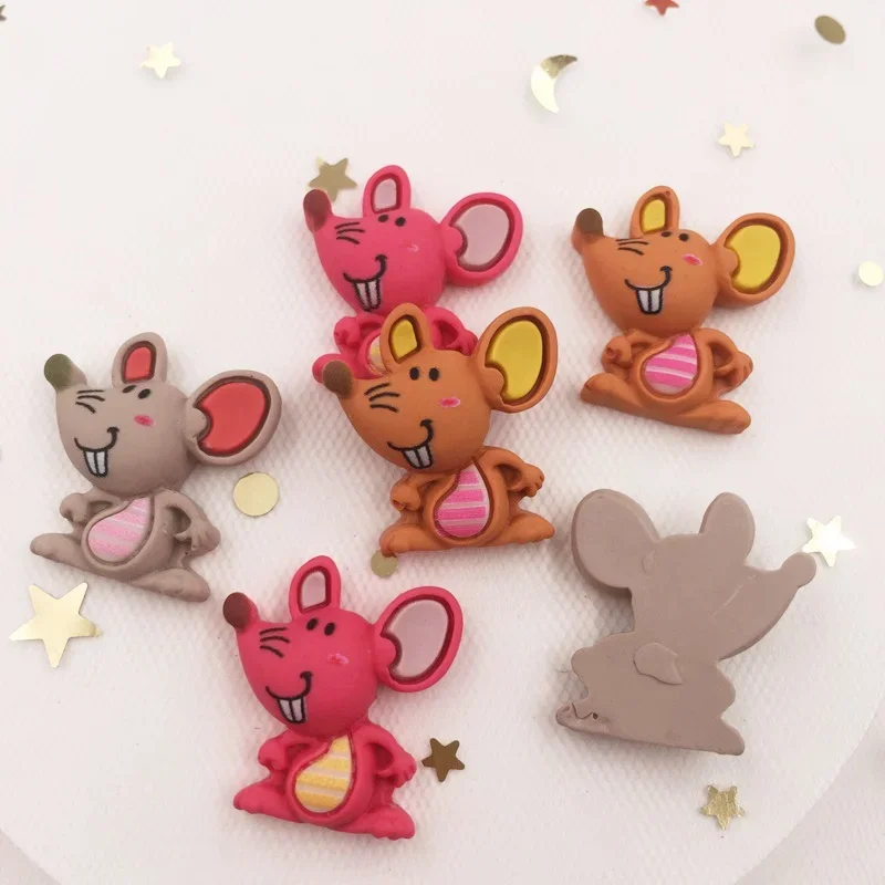 Hand Painted Mix Resin Kawaii Colorful Little Mouse Flat back Stone Scrapbook 12pcs DIY Gift  Decor Home Figurine Crafts OF893