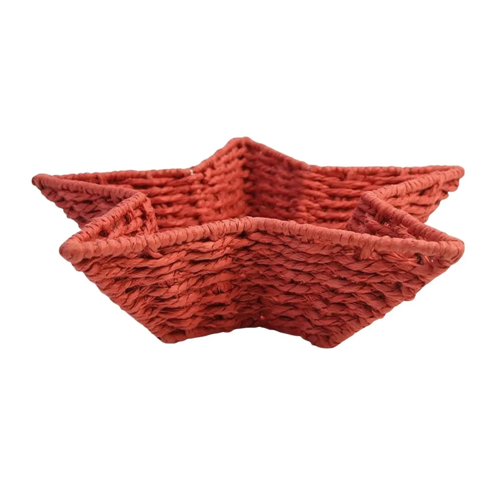 Rustic Handwoven Paper Rope Star Tray Storage Basket for Dining Table Decor Jewelry Display Organizer