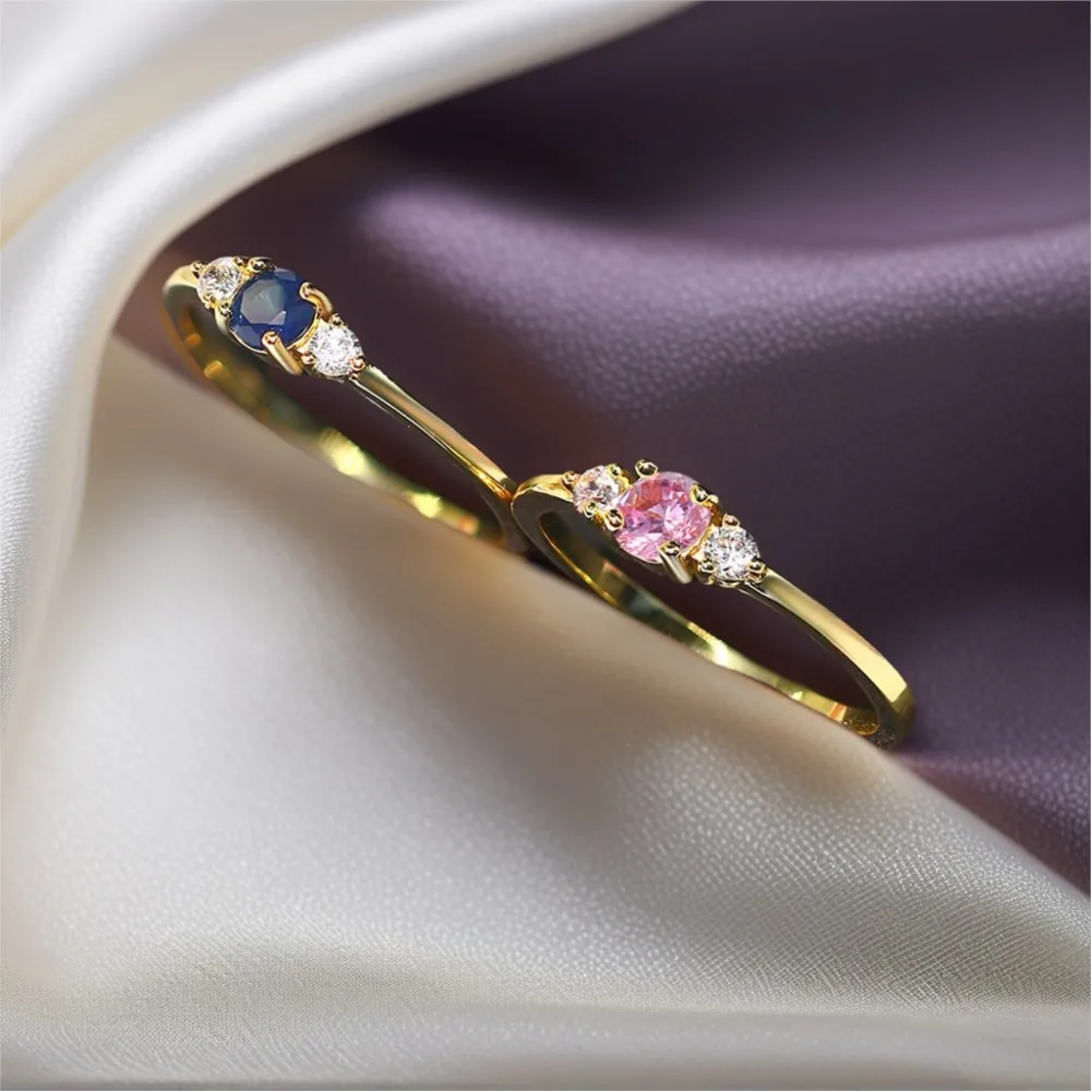 Zierliche Hochzeit Ringe Für Frauen Zarte Nette Candy Stein CZ Gold Farbe Vorschlag Finger Ring Mode Klassischen Schmuck Geschenk R872