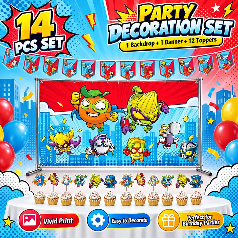 Cartoon Pattern Superzings Theme Party Decoration Birthday Sets Banner Cake Flag Tablecloth Indoor and Outdoor Supplies