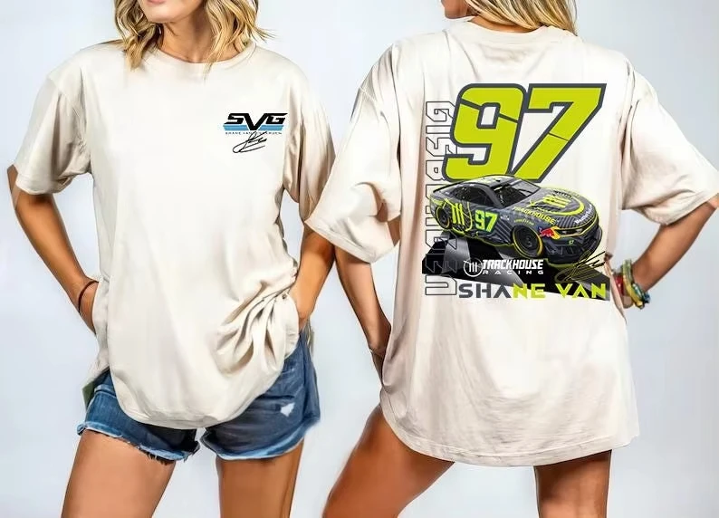 2026 New Racing car pattern printed T-shirt, number 97, for both men and women, loose cotton top