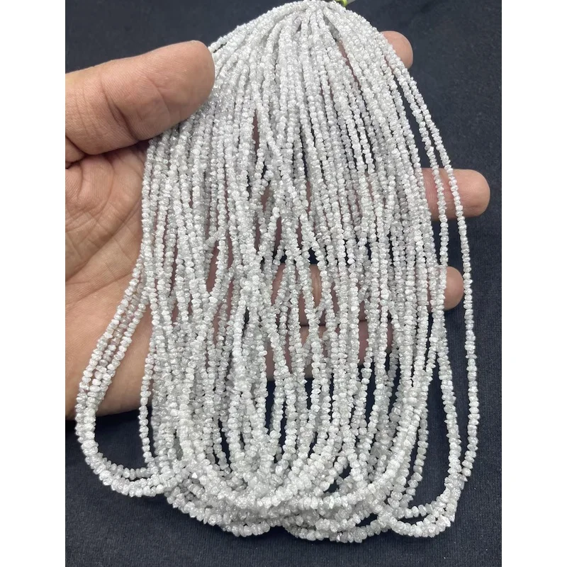 Natural White Diamond Beads 3mm Uncut Rough 16" Strand AAA Conflict Free Gift