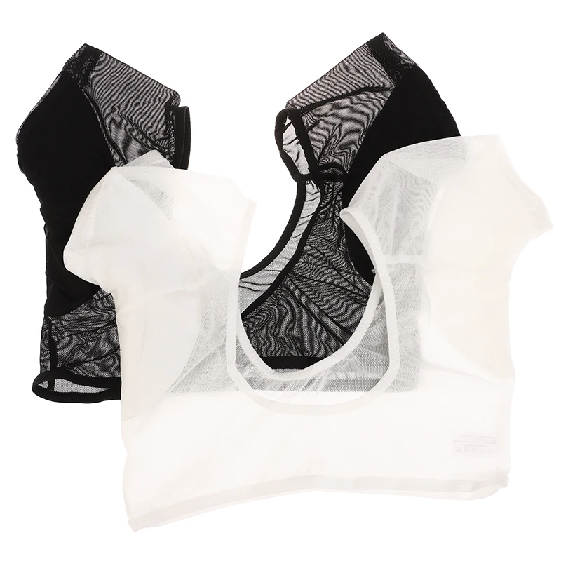 Colete ultrafino de malha transparente absorvente desodorante almofada camiseta feminina lavável à prova de suor sob a parte superior com almofadas de suor nas axilas