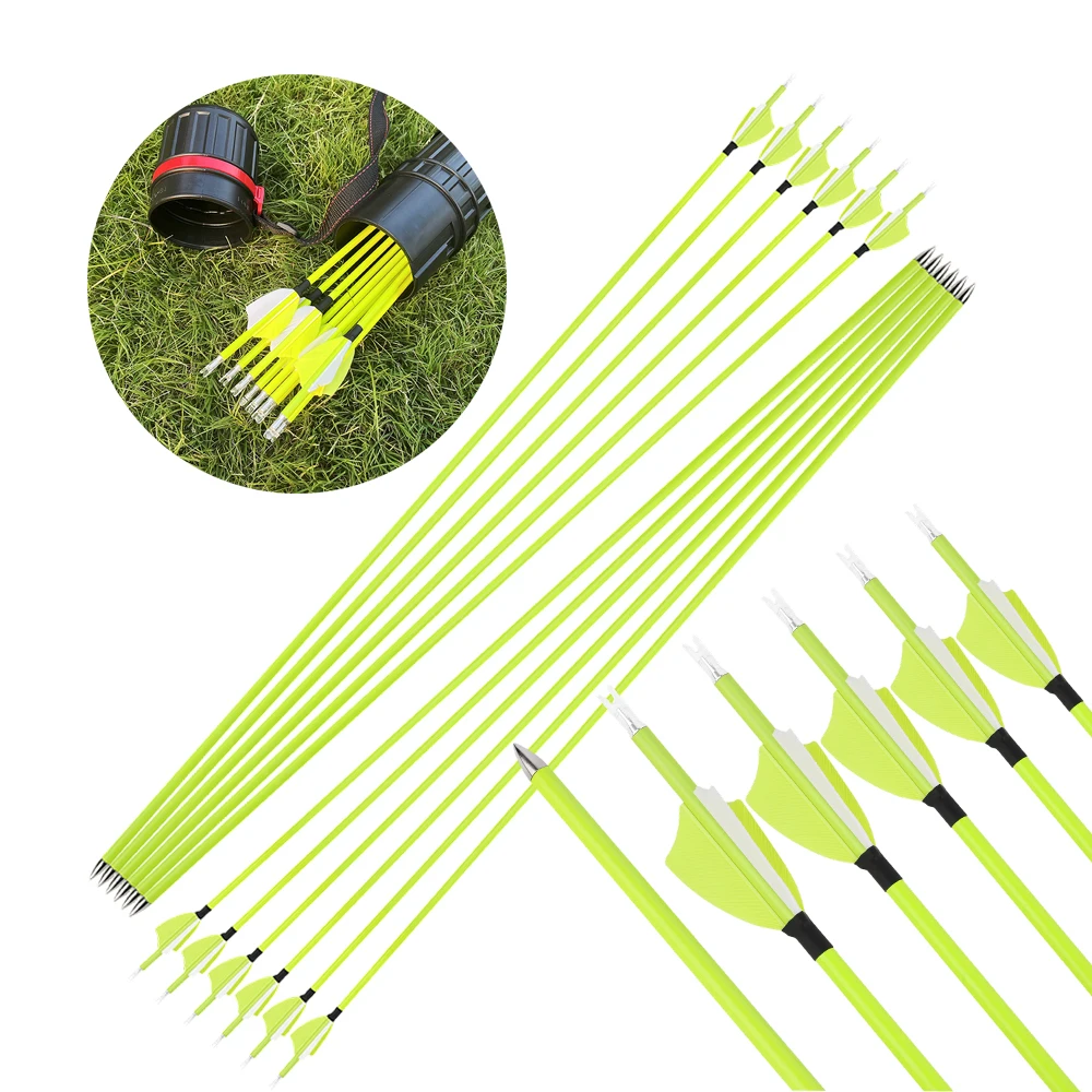 Mixed Carbon Arrows 30 Inch SP1500 12pcs Complete Arrow Set for Competition Practice Recurve Bow and Compound Bow Users