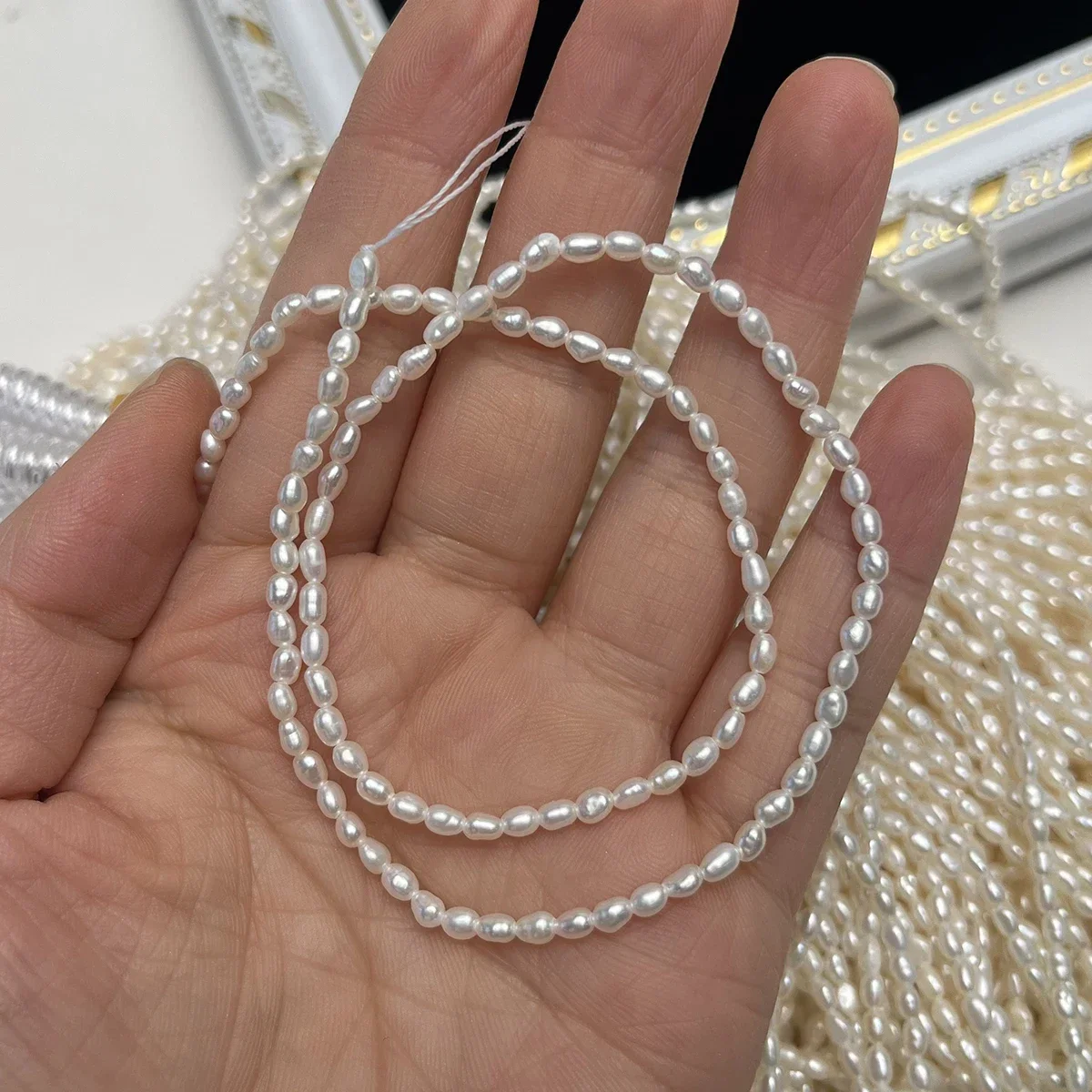 2-3mm AAA Mini Fine Polished Rice Small Bead Natural Freshwater Pearl Jewelry Make DIY Necklace Bracelet Accessories Women Gift