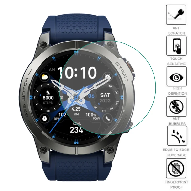 ฟิล์มใสกระจกสมาร์ทวอทช์แบบแข็งสำหรับ zeblaze Stratos 3 Pro/Stratos3ป้องกันหน้าจออุปกรณ์เสริมสมาร์ทวอท์ช