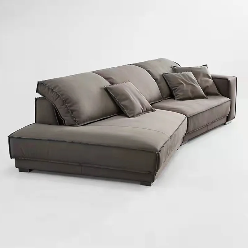 

Italian minimalist baxer living room special-shaped widened wide matte cloth large diagonal sofa