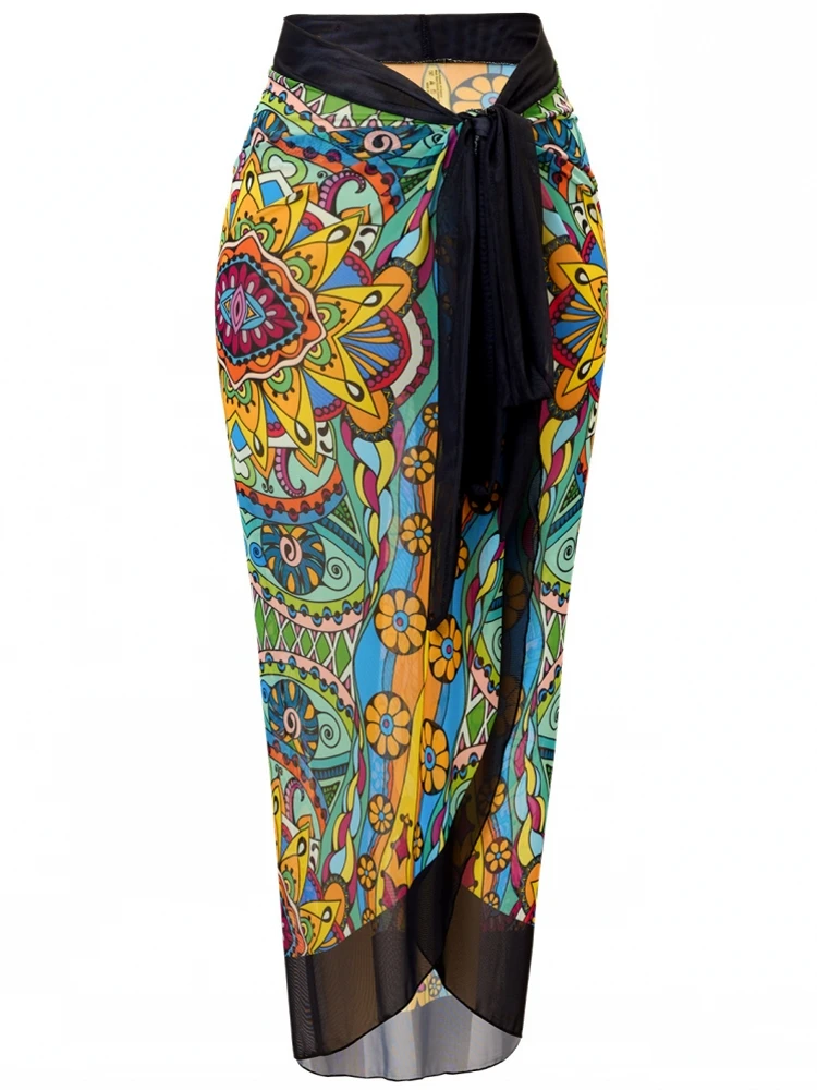 

Women Long Sarongs Swimsuit Coverups Beach Bikini Wrap Sheer Maxi Skirt 2025 Summer Scarf Cover Ups For Swimwear