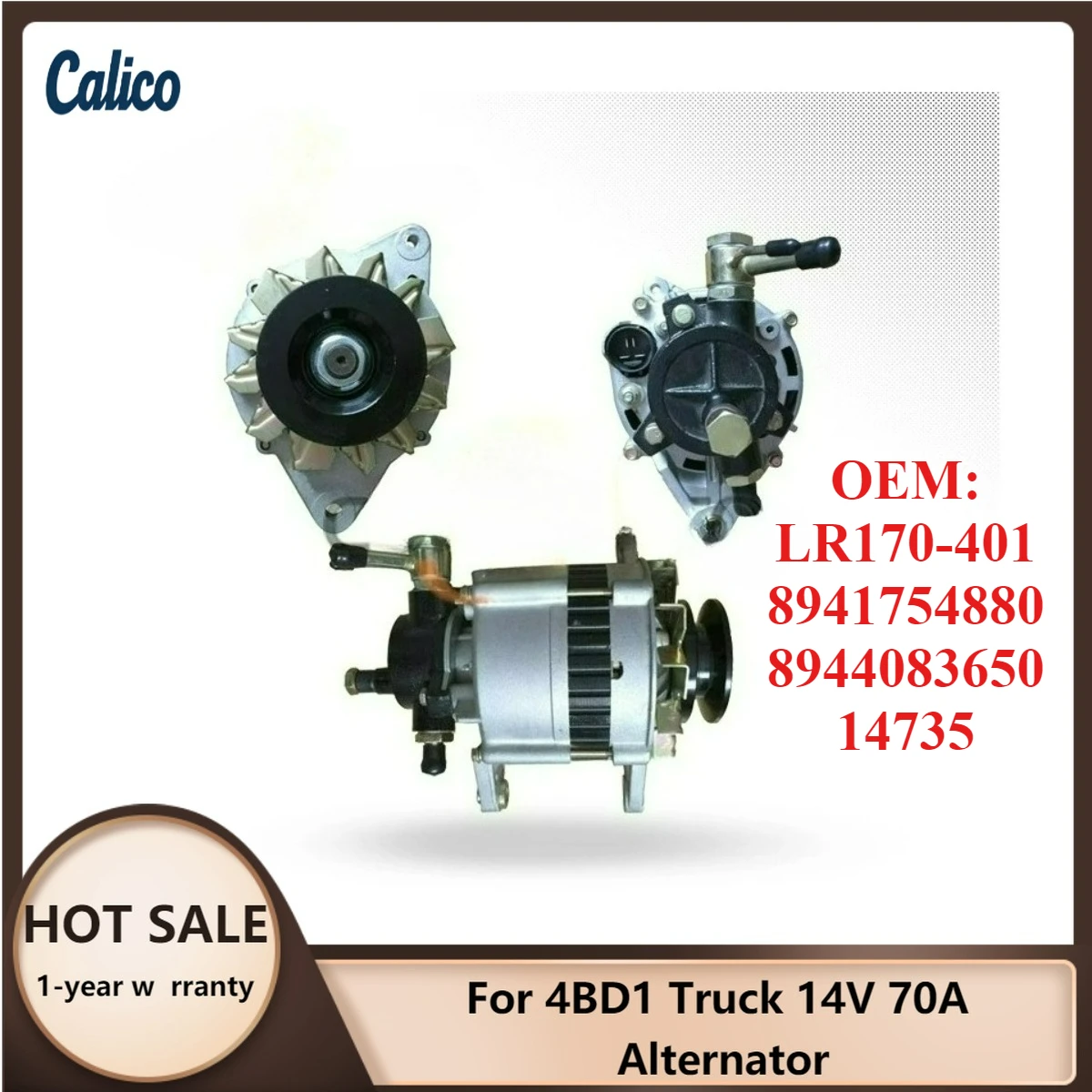 

Factory Direct Sales Are Suitable for 4BD1 Truck 14V 70A Alternator LR170-401 8941754880 8944083650 14735