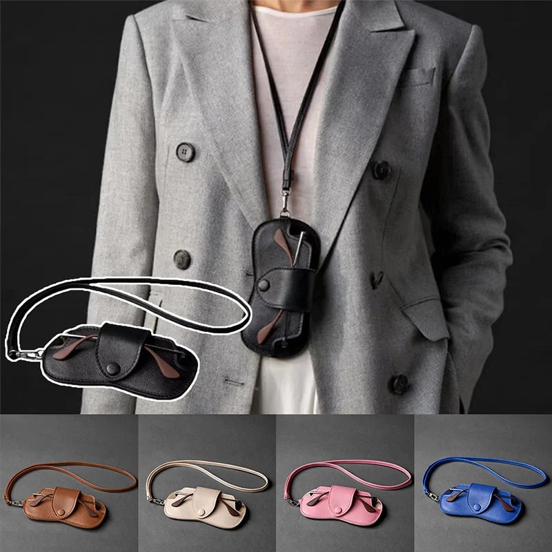 Fashion Leather Soft Sunglasses Case For Men Luxury Glasses Box Portable Hanging Glasses Case Cover Bag Eyeglasses Accessories