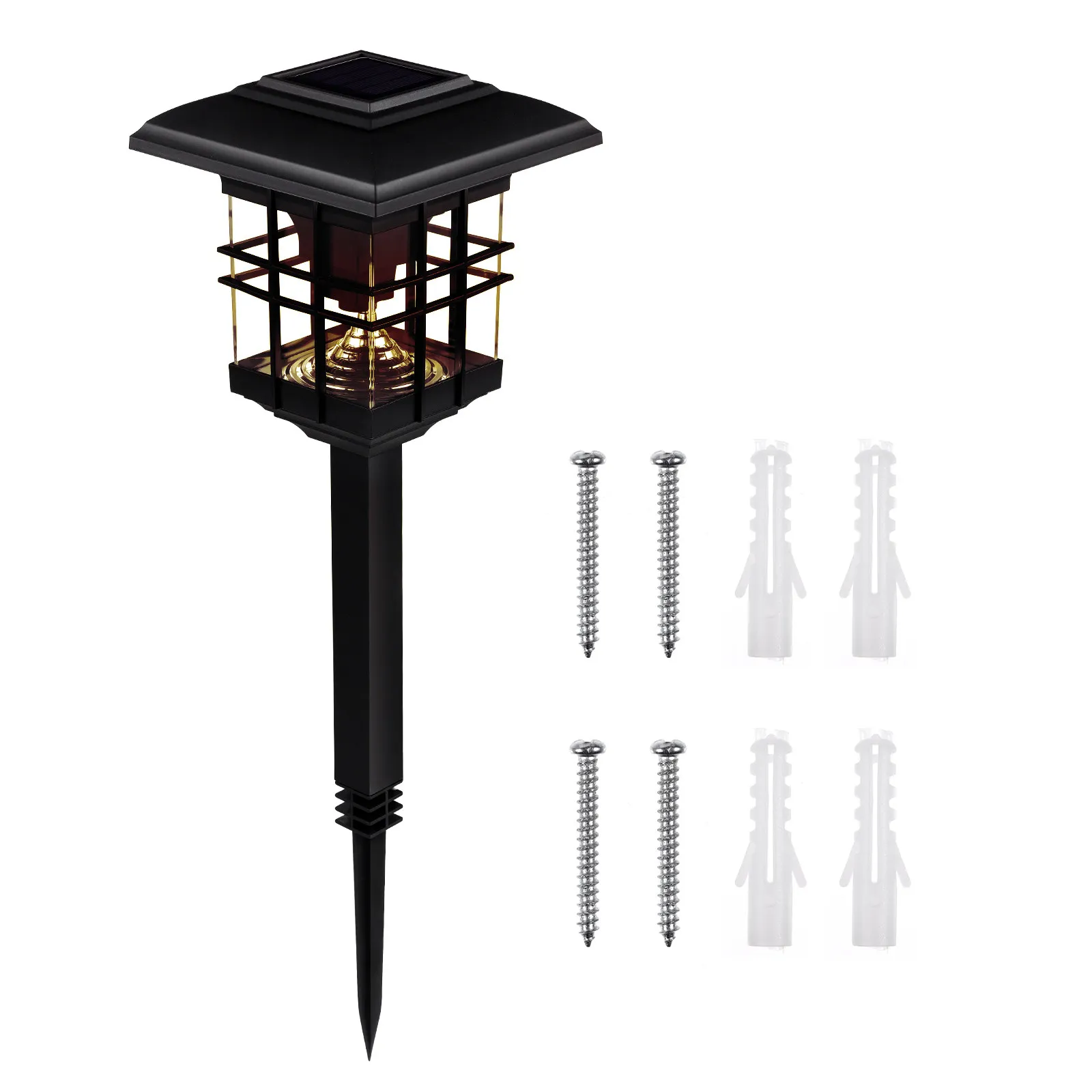 Waterproof Solar LED Lamp Outdoor Solar Column Headlight Decorative Lawn Lamp for Yard Patio Garden Classical Street Light