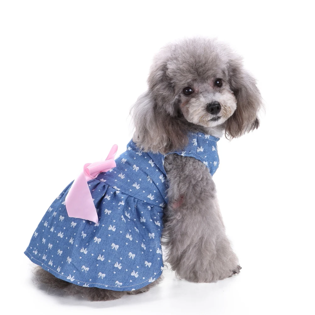 

Cute Ribbon Bowknot Durable Polyester Dog Dress Skirt Summer Pet Clothes Princess Style Vest Shirts Outdoor Walking Jogging