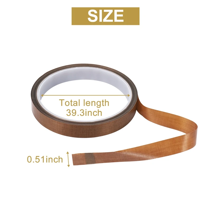 2 ロール PTFE テープ/真空シーラー機、ハンドおよびインパルスシーラー用 PTFE テープ (1/2 インチ X 33 フィート)-A77G