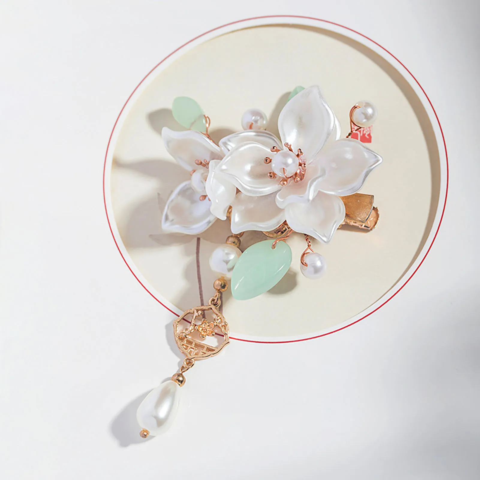 Vintage Kamelie Haarspange Eleganter chinesischer Stil Blume Quaste Haarnadel Metall Perle Schmuck Haarschmuck Mädchen Haarspangen