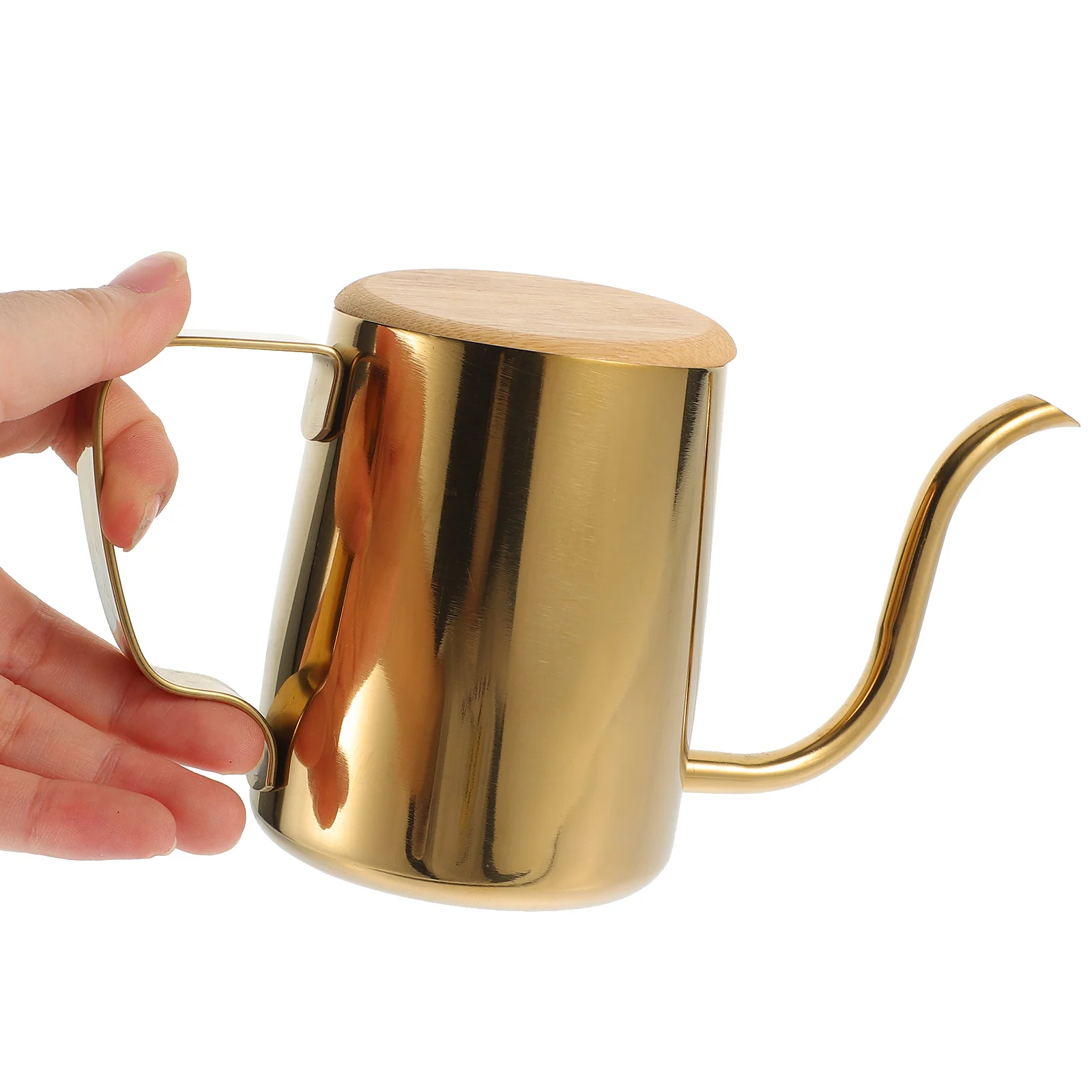 

1pc Stainless Steel Gooseneck Coffee Kettle Fine Spout Tea Brewing Pot Wooden Handle Camping Kitchen Tool