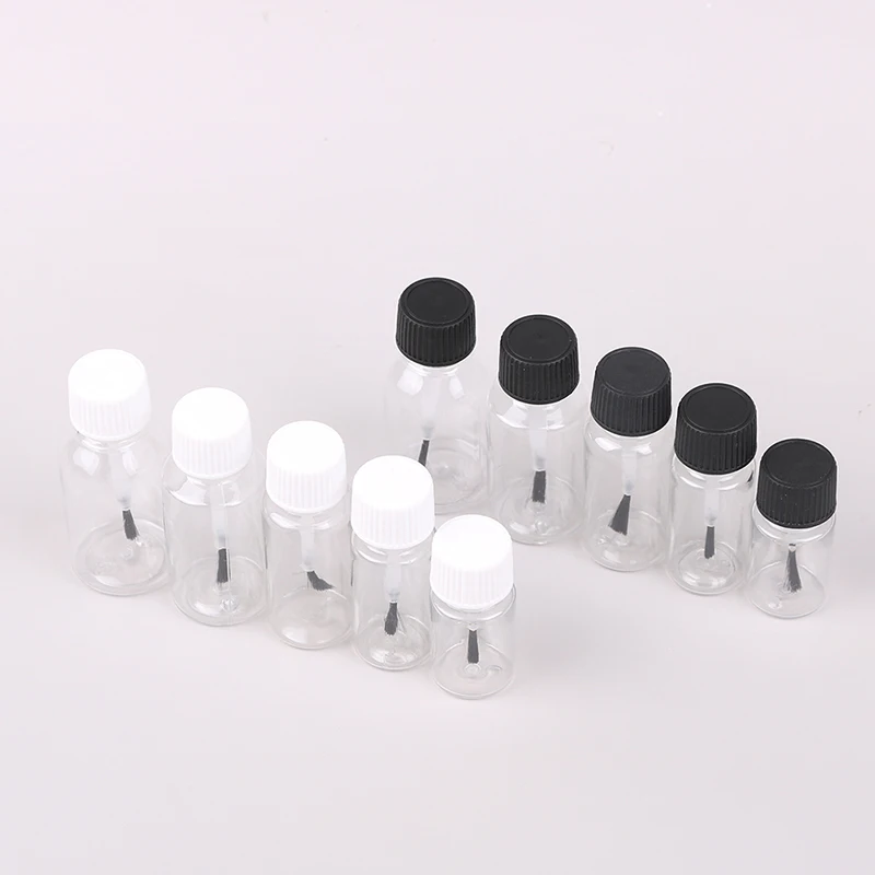 5/10/15/20/30ml Plastic Refillable Empty Nail Polish Bottles Leakproof Storage Jars Liquid Empty Bottle With Brush Cap DIY Craft