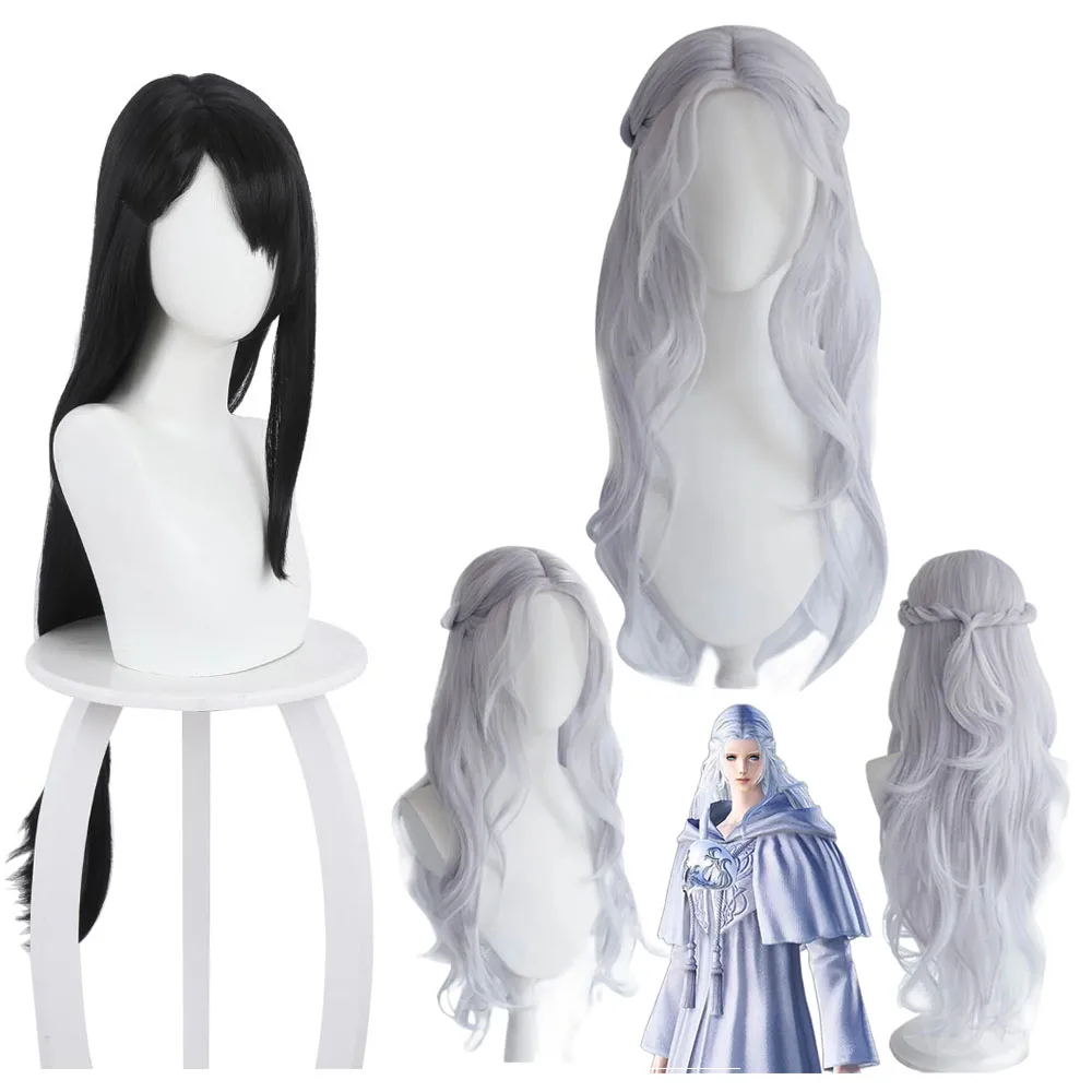 Tifa Venat 코스프레 가발 게임 파이널 판타지 XIV 판타지 실버 긴 가발 의상, 코스튬 액세서리, 여성 역할극 할로윈 세트