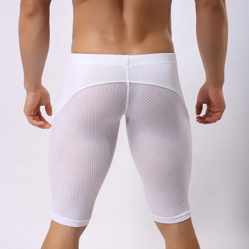 Men's Mesh 3/4 Compression Shorts, Breathable Fitness Cycling Tights