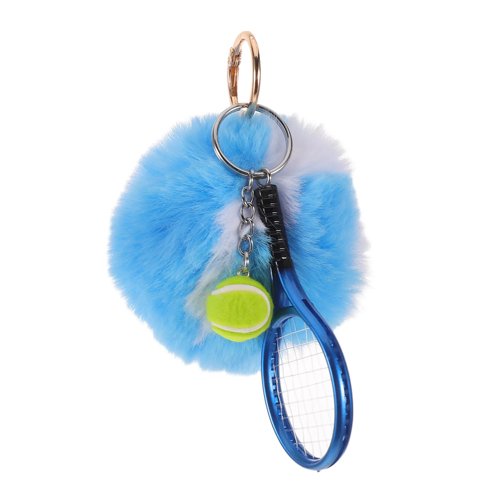 

Брелок для ключей в виде теннисного мяча с подвеской-ракеткой – украшение для сумки, клатча, кошелька, для спортзала, корта, путешествий, небесно-голубой