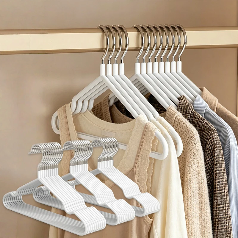 10 Pack Metal Coat Hangers, Non-Slip Clothes Hangers, Metal Hangers with Round Notches for Suit, Jacket, Shirt, Dress & Pants
