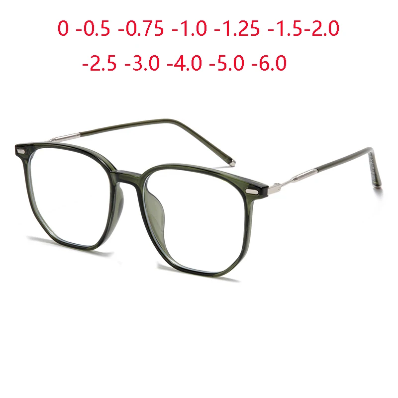 

Big Frame Blue Light Blocking Polygon Prescription Glasses For The Nearsighted Women Men TR90 Myopia Frame 0 -0.5 -0.75 To -6.0