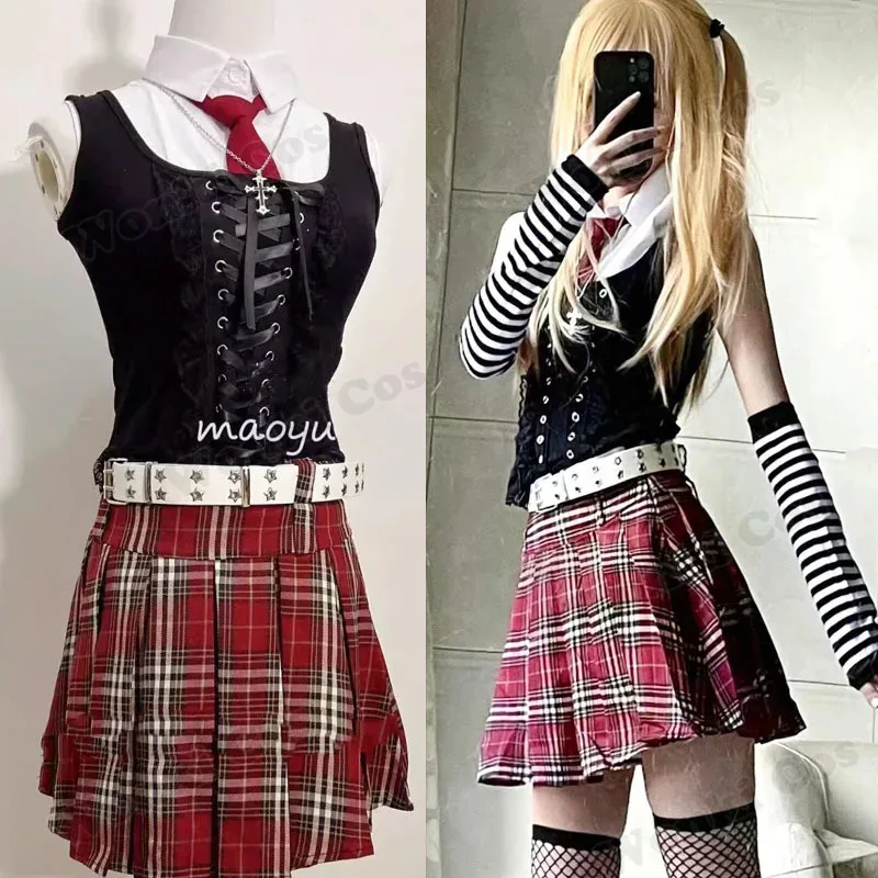 

New Halloween Cosplay Amane Misa Cosplay Costume Wig Long Hair Anime Misamisa Cosplay Outfits Jk Skirt for Women Party Outfits