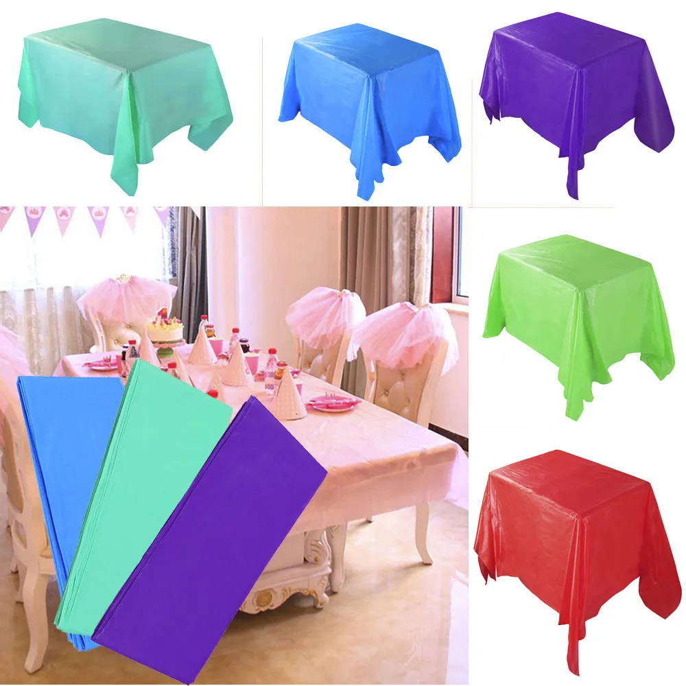 Large Plastic Rectangular Red White Black Tablecloth Solid Color Disposable Birthday Party Wedding Christmas Wipe Clean