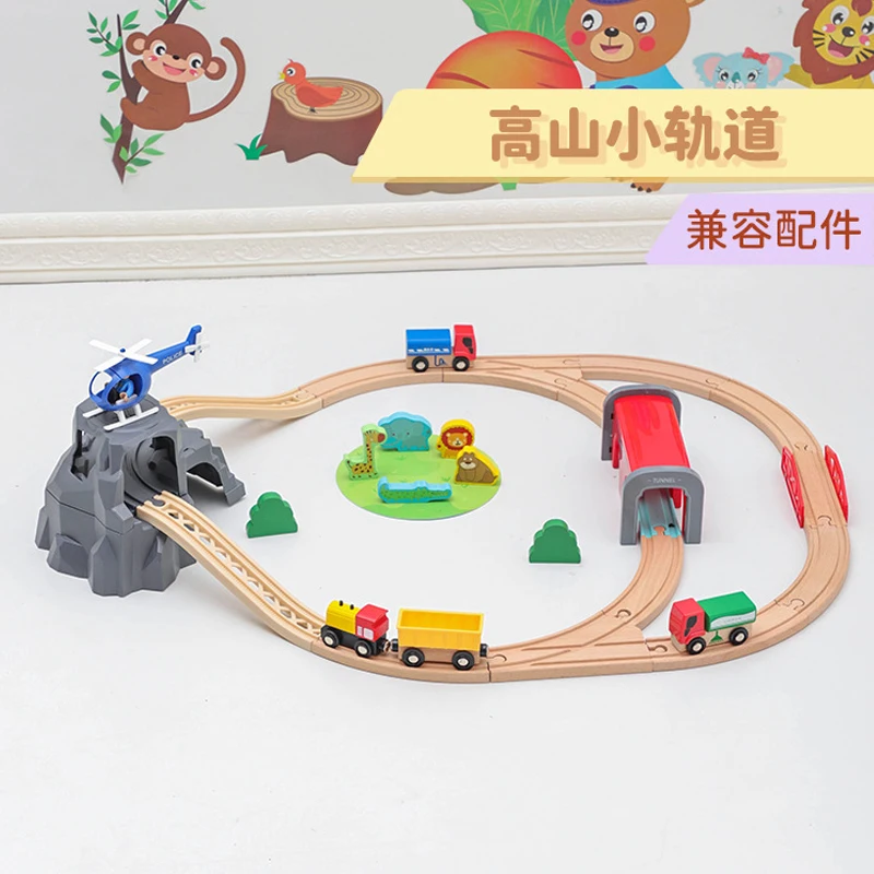 Set di binari del treno in legno fai-da-te compatibile con tutte le principali marche di giocattoli per bambini Ferrovia giocattolo Accessori stradali Giocattolo Regalo per bambini PD58