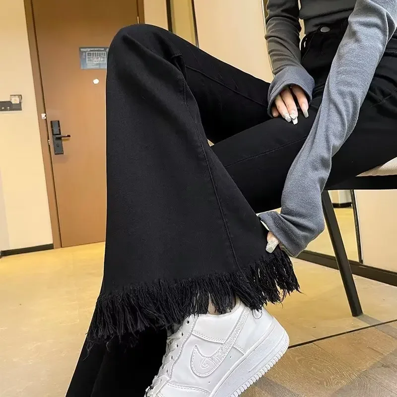 Versatile Jeans New Style Women's Bootcut Pants Trendy Cropped Pants Japanese Summer Artistic Simple Elegant