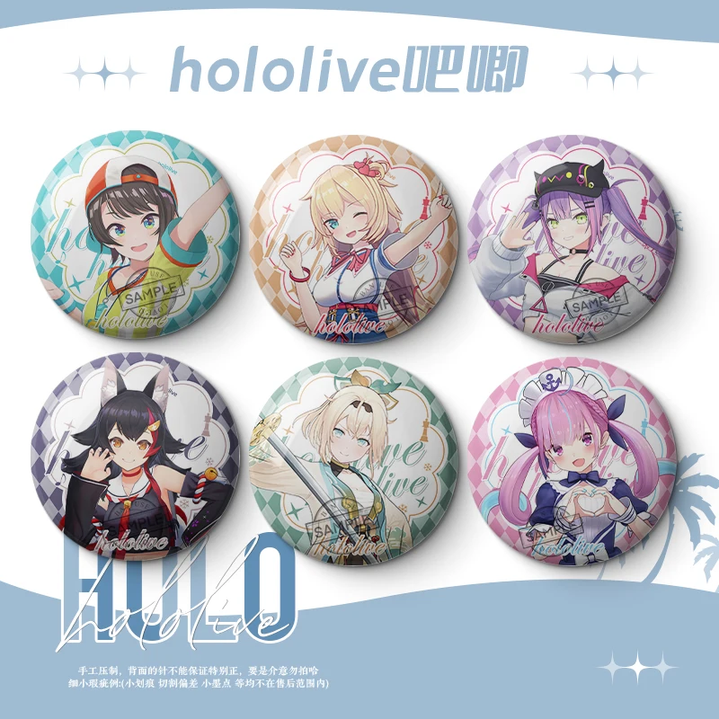 Набор значков Hololive VTuber — Suisei Hoshimachi/Tokino Sora/AZKi/Minato Aqua, эмалированные булавки в стиле аниме (вентиляторы)