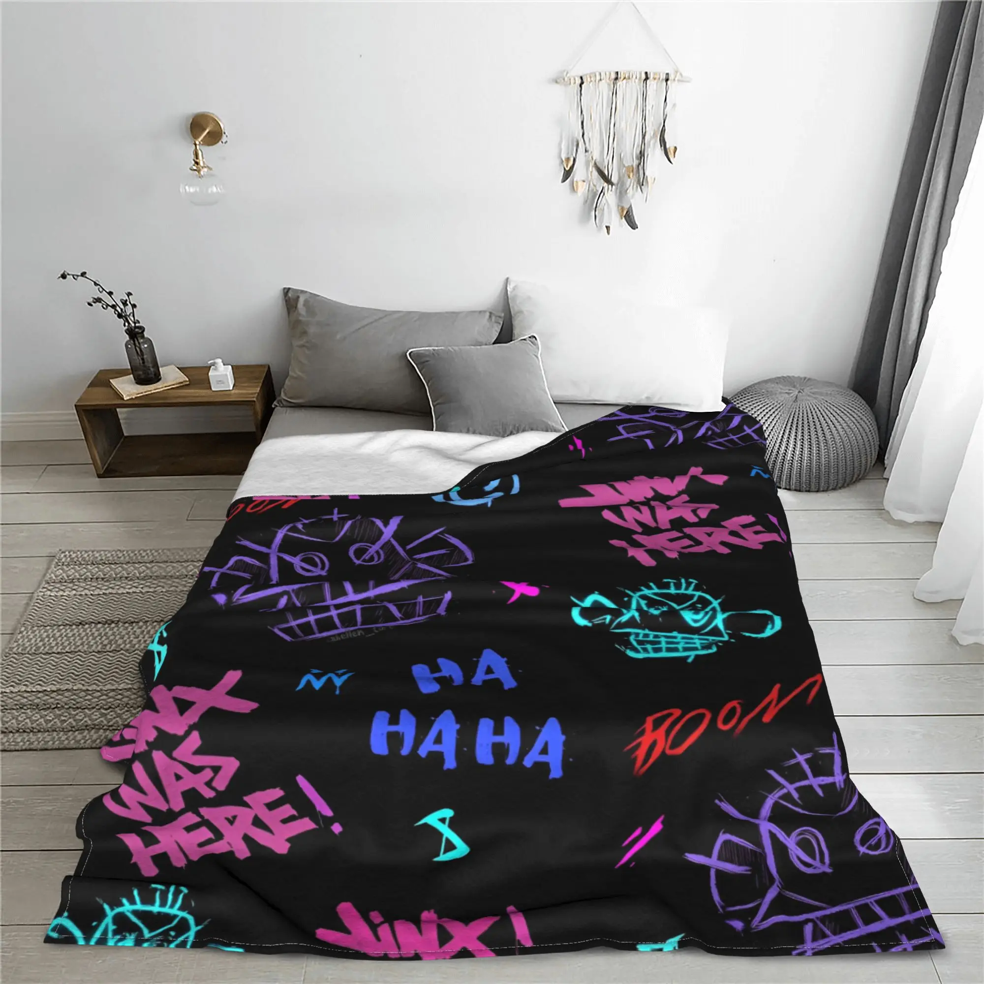 Anime Jinx Arcane League of Legends Blankets Flannel Winter  Breathable Super Warm Throw Blanket Home Travel Plush Thin Quilt